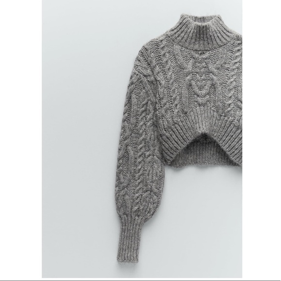 NWT Zara Cropped Cable Knit Sweater - Picture 8 of 10